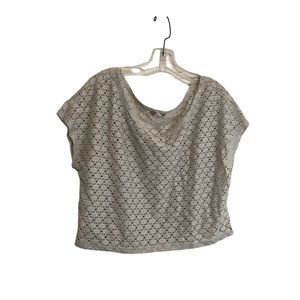 Coqueta Open Knit Silver Gray Short Sleeve Beach Top Blouse Womens Size L